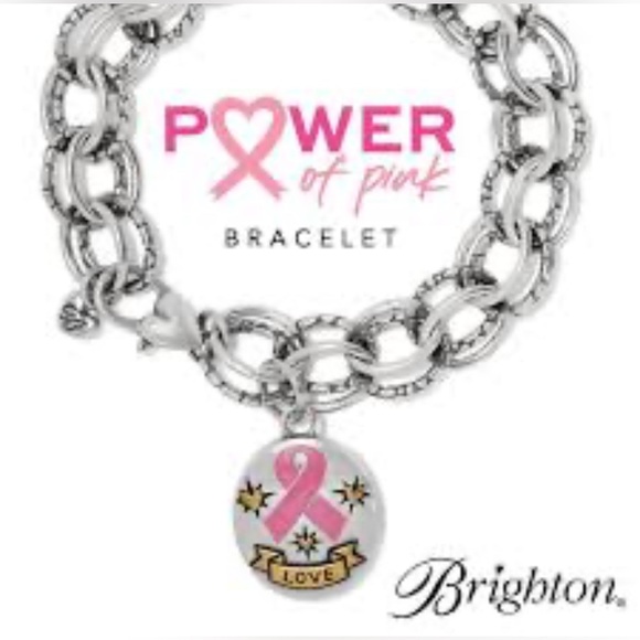 NWT Brighton Power of Pink Two Tone Charm Bracelet, Lobster Claw, Breast Cancer - Picture 1 of 8